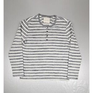 Banana Republic Heritage Collection Sweater Mens Large Gray Striped 4 Button